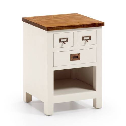 Table de Chevet Blanc Sydney Acajou - Classique chic