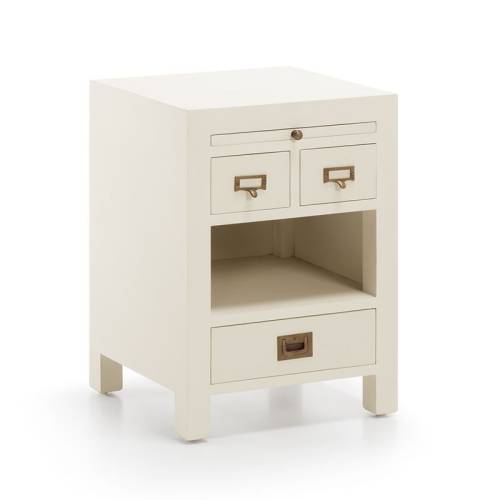 Table de Chevet Blanche Sydney Acajou - Classique chic