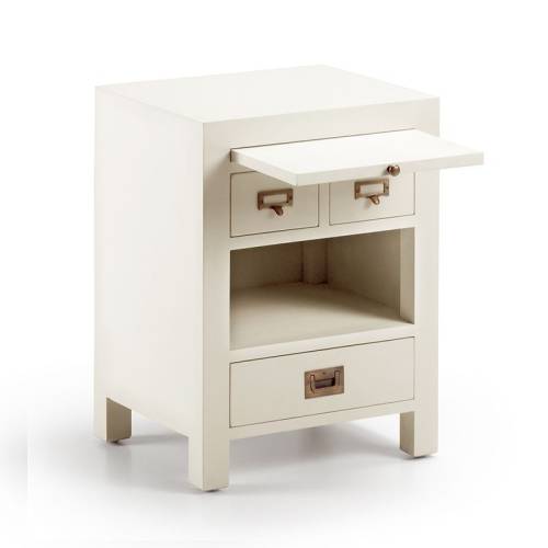 Table de Chevet Blanche Sydney Acajou - Classique chic