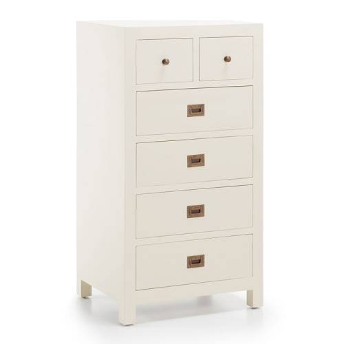 Chiffonnier Blanc Sydney Acajou - Classique chic