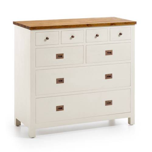 Commode blanche et bois - Sydney Acajou - Classique chic