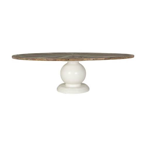 Table ovale pied central rond Victoria Pin - Classique chic