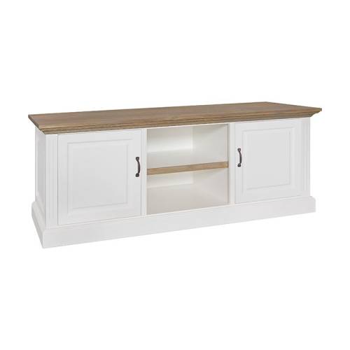 Petit meuble TV bois massif Victoria Pin - Classique chic