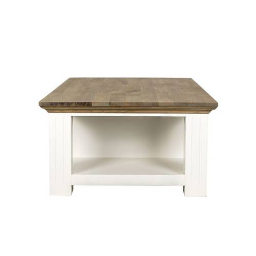 Table basse rectangulaire à tiroirs bois massif Victoria Pin - Classique chic