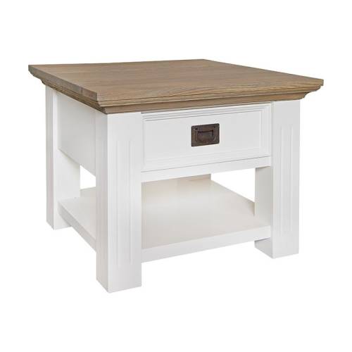 Table basse carrée bois massif Victoria Pin - Classique chic