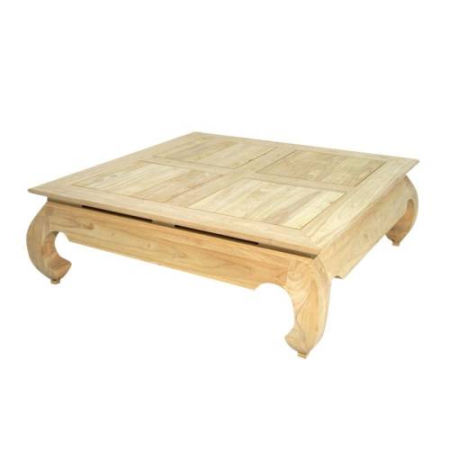 Grande Table Basse Carrée Opium Bois Massif Chine - Exotique