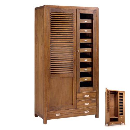 Armoire penderie Rétro Mindi Massif - armoire en bois exotique