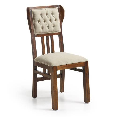 Chaise rembourrée Colonial Acajou Massif - chaise bois massif