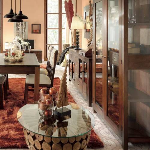 Buffet Bois de 7 tiroirs 2 portes Style Colonial Acajou Massif - achat buffet bas