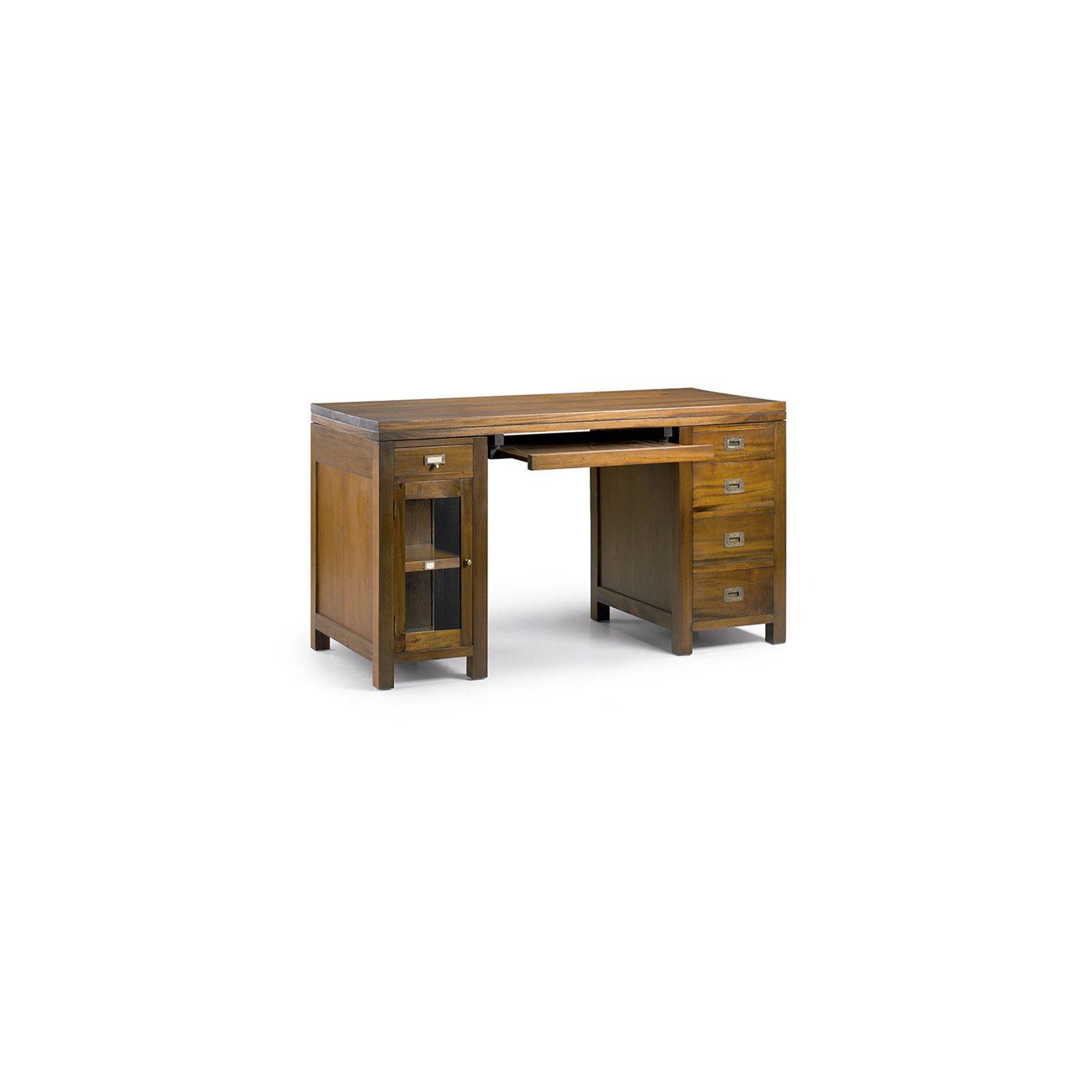 Bureau rangements Colonial Acajou Massif - meuble en bois exotique