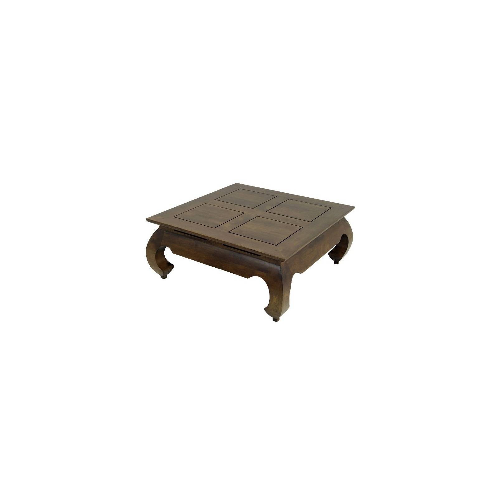 Table Basse Carrée PM Opium Chine Hévéa Massif - meuble bois exotique
