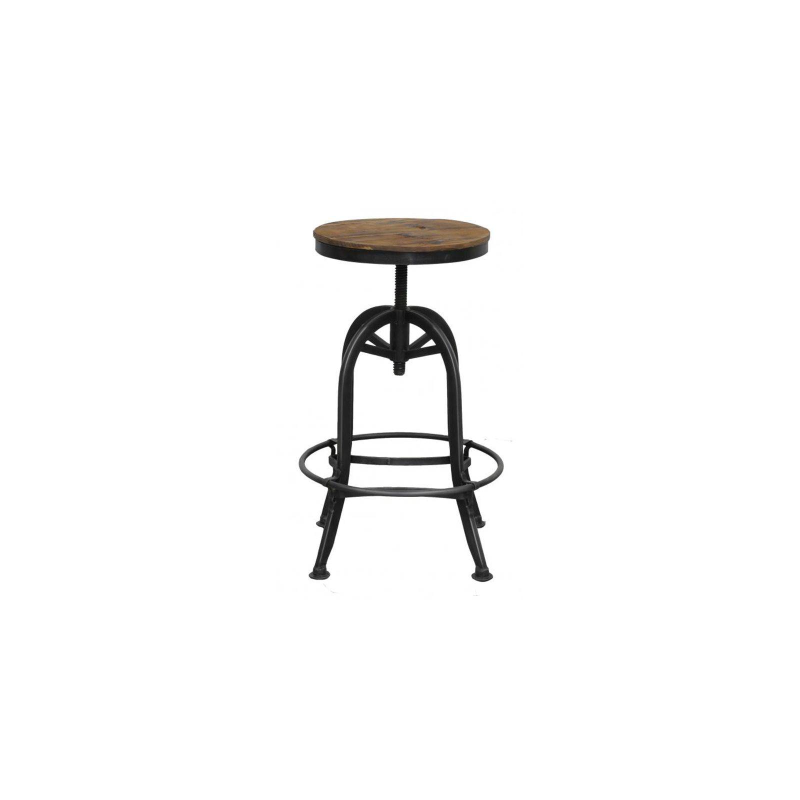 Tabouret de bar réglable en fer forgé et manguier. Tendance industrielle avec la collection Fabric