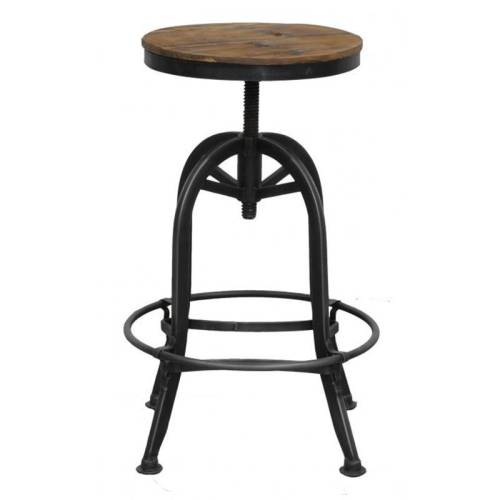 Tabouret de bar réglable en fer forgé et manguier. Tendance industrielle avec la collection Fabric