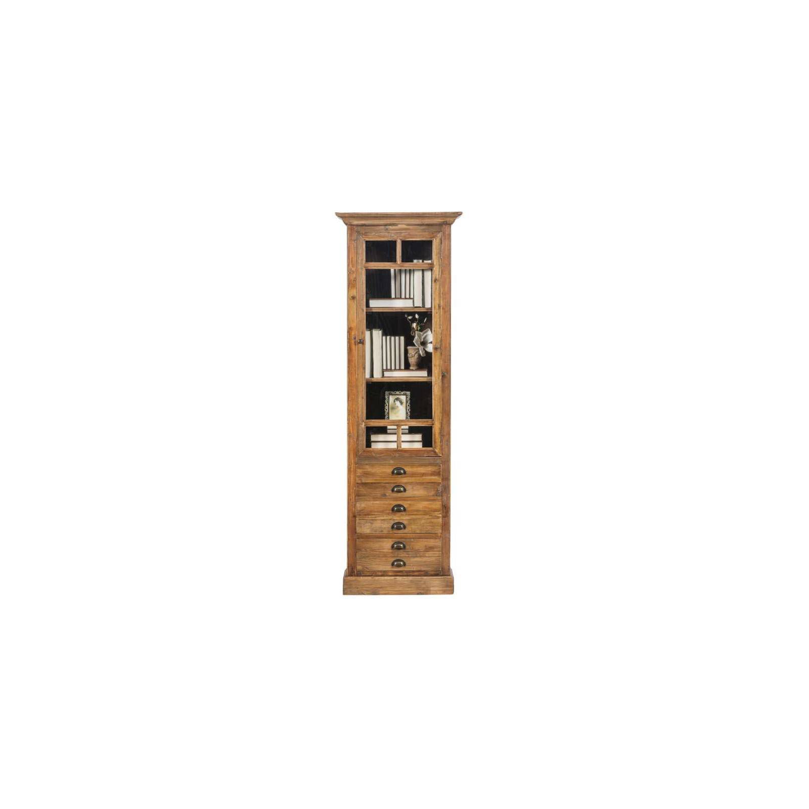 Bibliothèque vitrée Montana en Pin massif ciré| décoration chaleureuse pour votre intérieur
