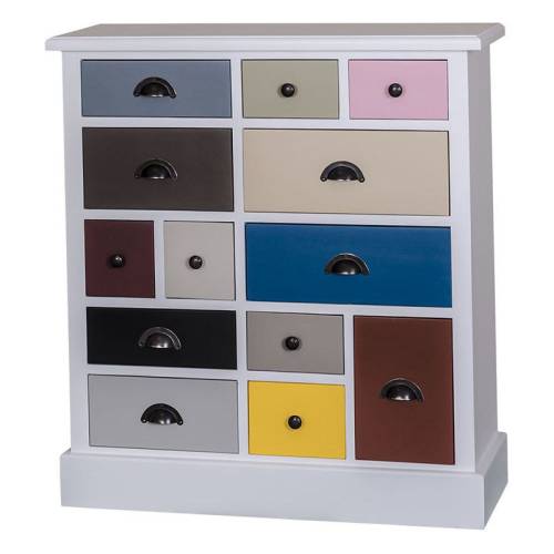 Commode multicolor - Pin et Chêne Riviera - Classique chic