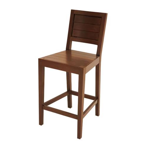 Tabouret de Bar Avec Dossier en Bois Massif Moka - Contemporain