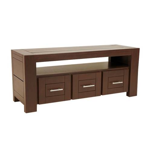 Meuble TV Design Bois Massif Moka - Contemporain