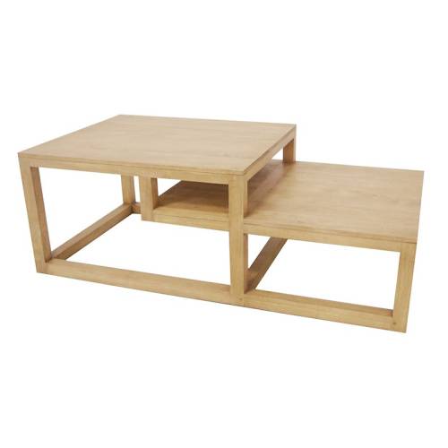 Table Basse Double Plateaux Bois Massif Oméga - Contemporain