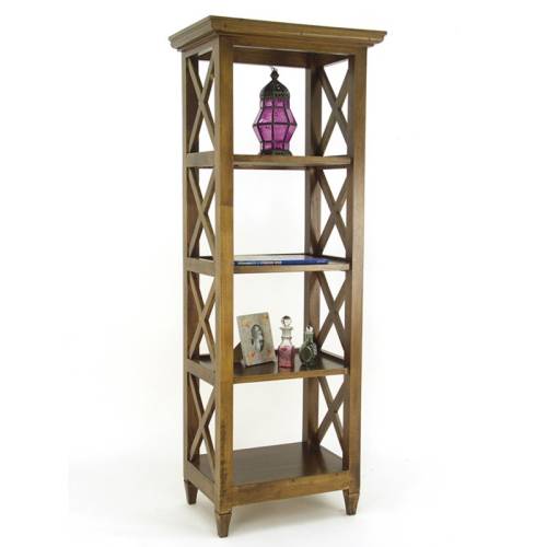 Étagère Colonne Bois Massif Croisillon - Exotique