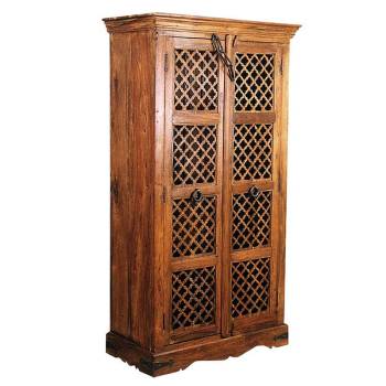 Armoire en bois massif de Mindy naturel 2 portes 7 tiroirs Mazari 108cm