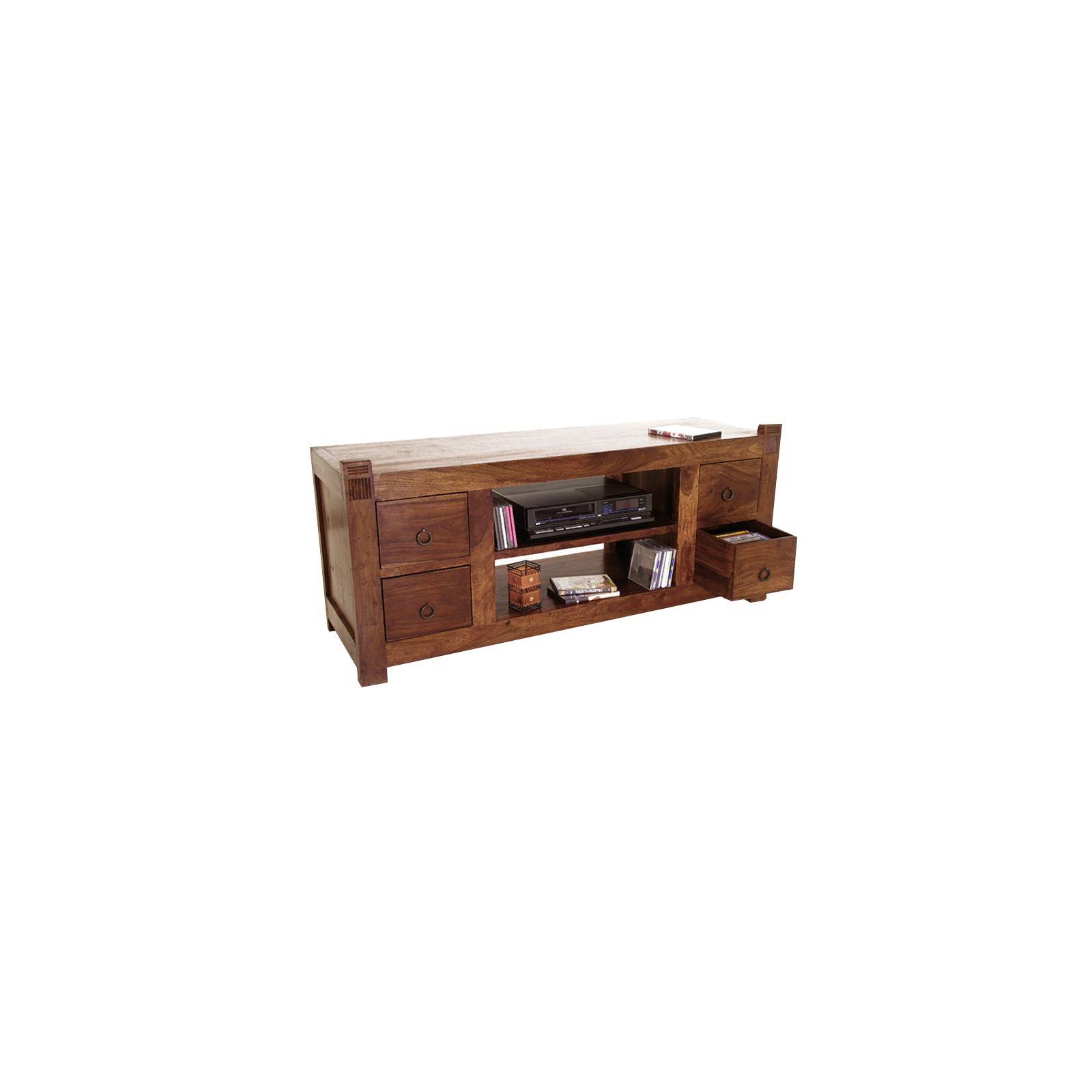 Mobilier de salon à l'esprit primitif avec un meuble Tv en bois massif