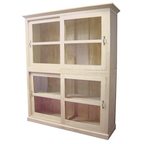 Vitrine Porte Coulissante Bois Massif Tradition - Exotique