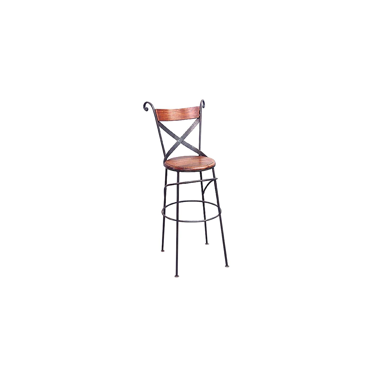 Tabouret de Bar Croisé Fer forgé et Palissandre - meuble style romantique