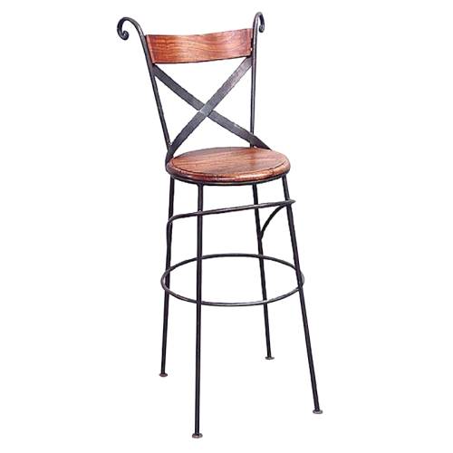 Tabouret de Bar Croisé Fer forgé et Palissandre - meuble style romantique