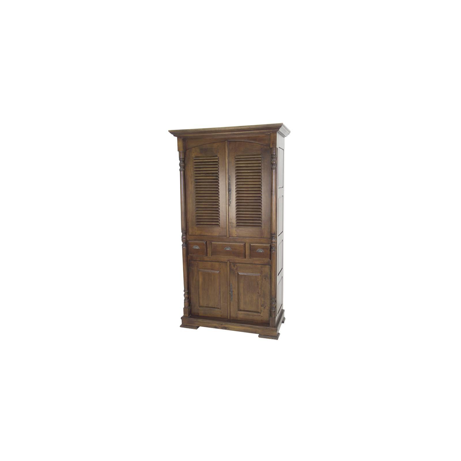 Buffet vaisselier en hévéa massif. Meuble au style néo-colonial