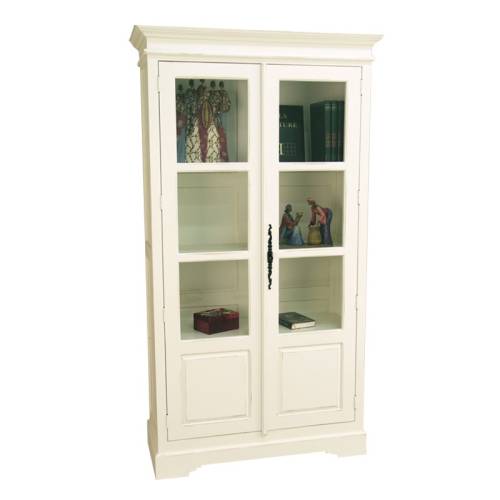 Vitrine blanche en bois massif