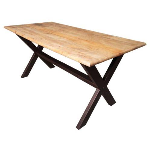 Table d'atelier en bois exotique et fer forgé Fabric