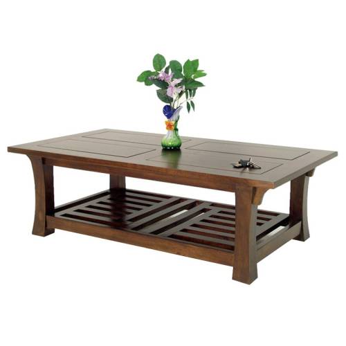 Table Basse Bois Massif Avec Rangement Rectangulaire à Plateau Chine - Exotique