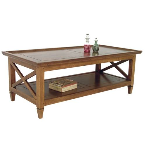 Table Basse Rectangulaire Bois Massif Croisillon - Classique chic