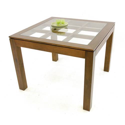 Table de Salle Vitrée Bois Massif Oméga - Contemporain