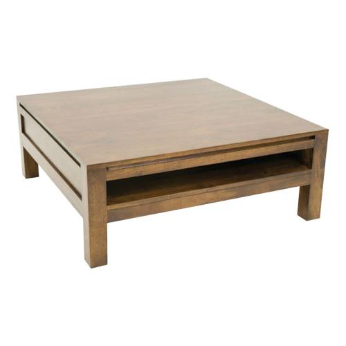 Table Basse Carrée Avec Rangement Bois Massif Fjord - Contemporain