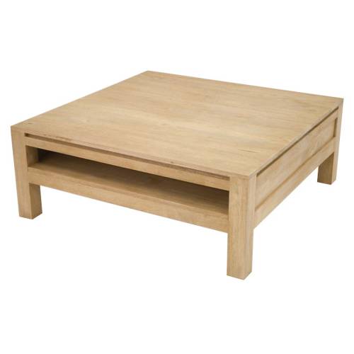 Table Basse Carrée Avec Rangement Bois Massif Fjord - Contemporain
