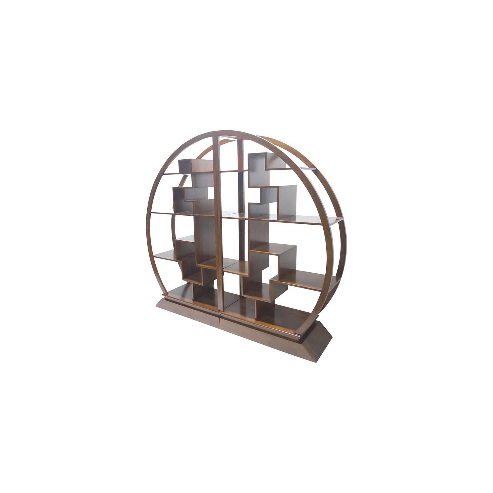 Étagère ronde en bois exotique. Meuble original Omega 