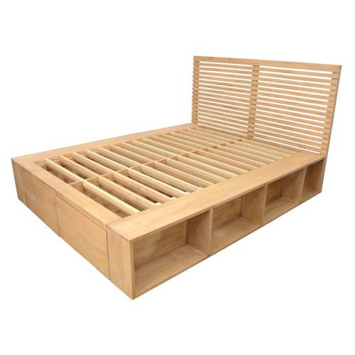 Lit en Bois Massif Moderne Avec Tiroir Miami - Contemporain
