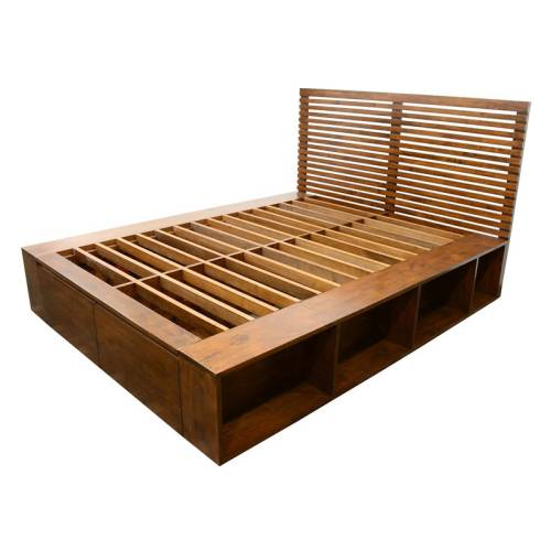 Lit en Bois Massif Moderne Avec Tiroir Miami - Contemporain