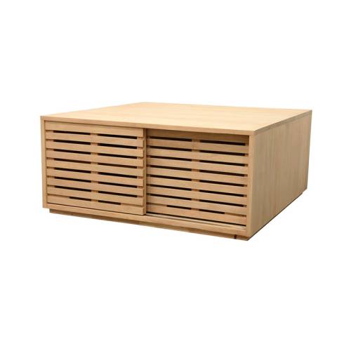 Table Basse Carrée Avec Rangement Bois Massif Miami - Contemporain