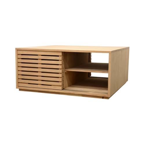 Table Basse Carrée Avec Rangement Bois Massif Miami - Contemporain