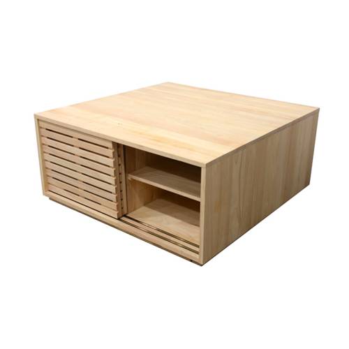 Table Basse Carrée Avec Rangement Bois Massif Miami - Contemporain