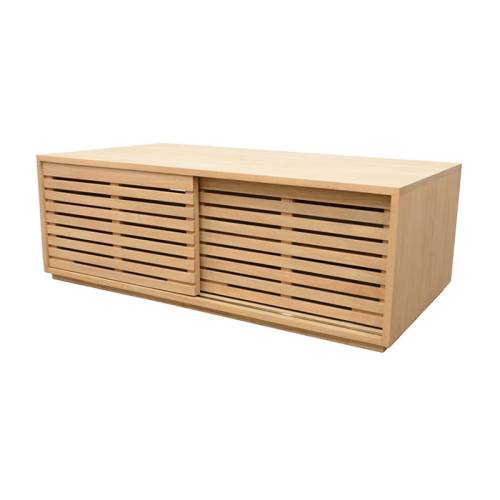 Table Basse Avec Rangement Rectangulaire Bois Massif Miami - Contemporain