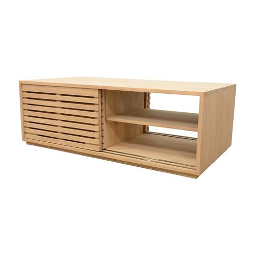 Table Basse Avec Rangement Rectangulaire Bois Massif Miami - Contemporain