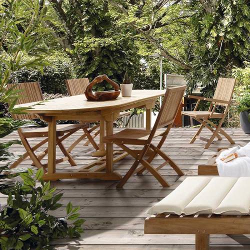 Mobilier de jardin avec la chaise en teck pliante Greenwood