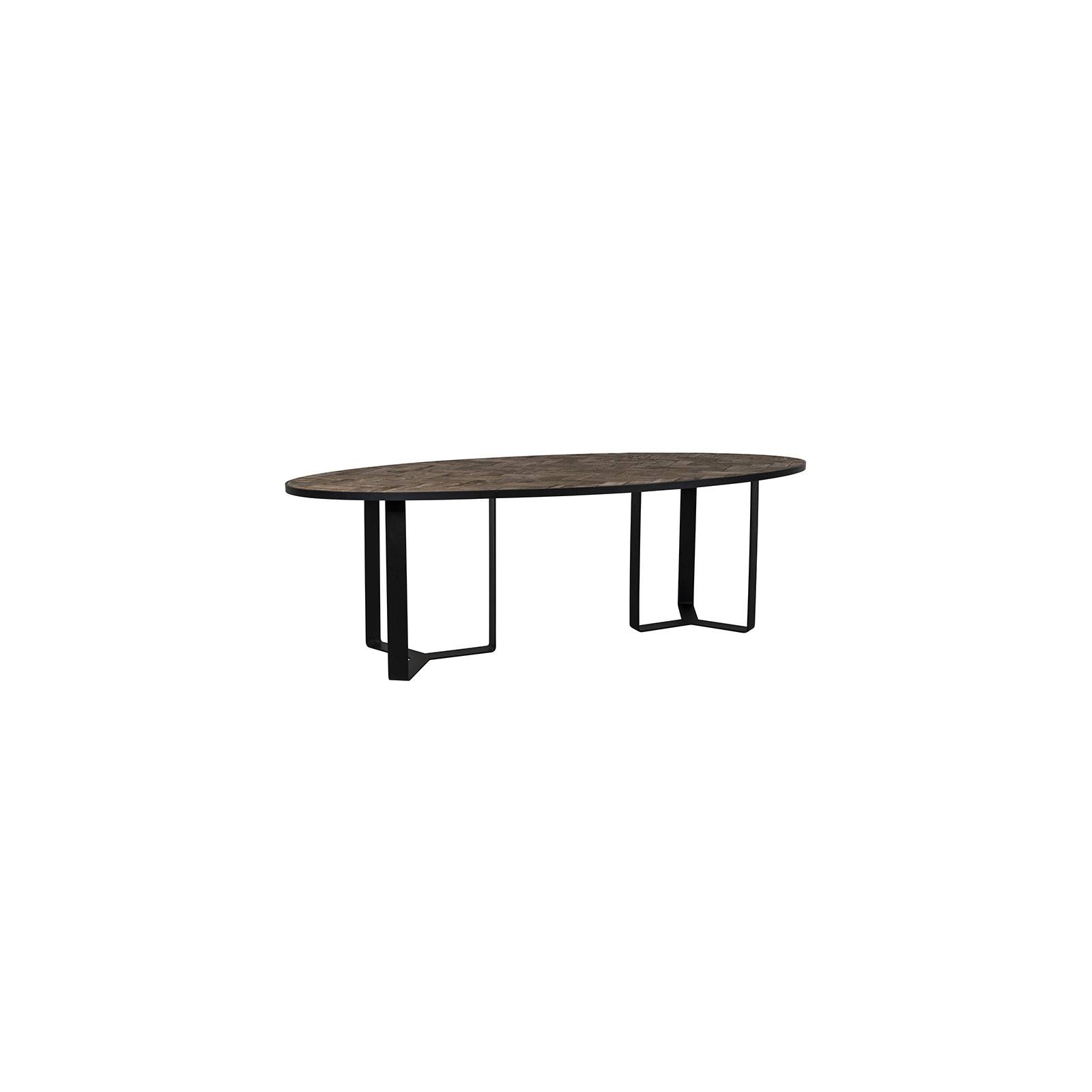 Table de salle ovale en chêne massif Chevron Chêne