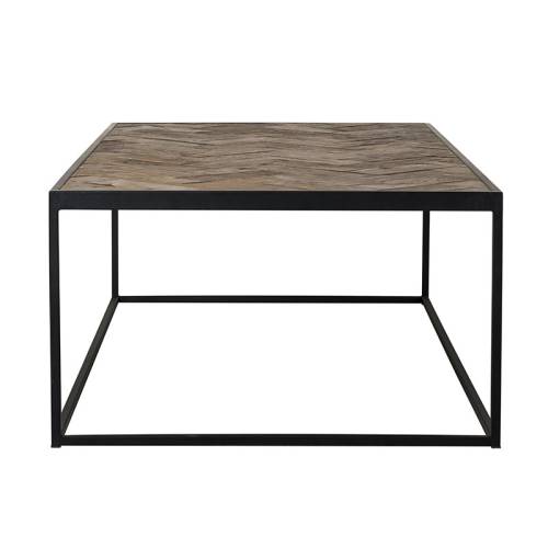 Grande table basse en bois et fer Chêne Chevron