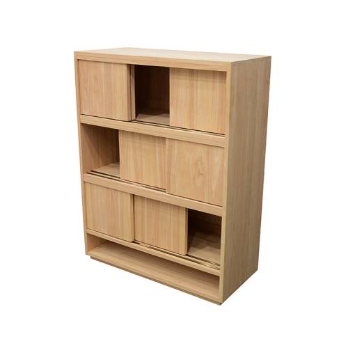 Bibliothèque Avec Porte Coulissante Bois Massif Stockholm - Contemporain
