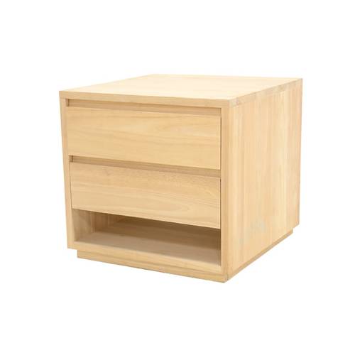 Table de Chevet 2 Tiroirs Bois Massif Stockholm - Contemporain