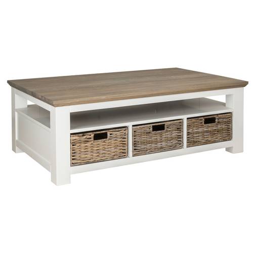 Table basse rectangulaire Victoria Pin - Classique chic